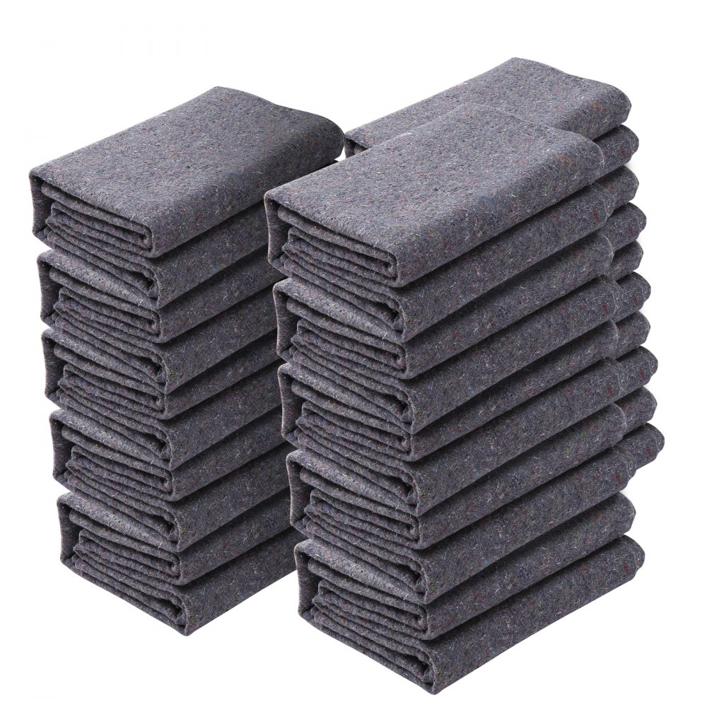 VEVOR Moving Blankets,182.9 x 137.2 cm, 9.5 kg/dz Weight, 12 Packs, Professional Recycled Cotton Packing Blanket, Large Heavy Duty Shipping Mover Pads Perfect for Protecting Furniture, Floors, Appliances