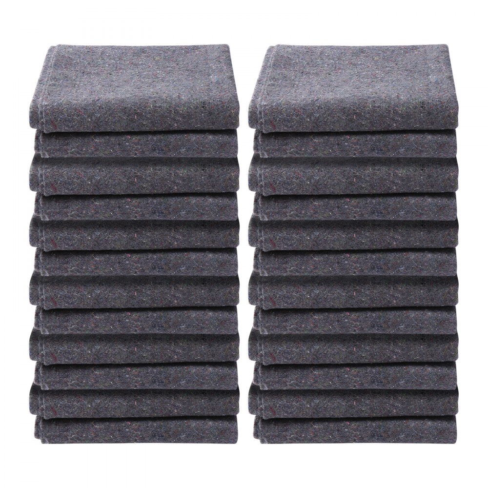 VEVOR Moving Blankets,182.9 x 137.2 cm, 9.5 kg/dz Weight, 12 Packs, Professional Recycled Cotton Packing Blanket, Large Heavy Duty Shipping Mover Pads Perfect for Protecting Furniture, Floors, Appliances