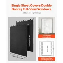 VEVOR 2 Pcs Sound Dampening Blankets, Soundproof Curtains with 96 x 80 in, Soundproof Blanket with Grommets, Studio Grommeted Blanket, for Window, Door, Light Blocker, Music Recording, Black