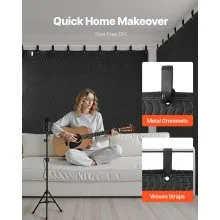 VEVOR 2 Pcs Sound Dampening Blankets, Soundproof Curtains with 96 x 80 in, Soundproof Blanket with Grommets, Studio Grommeted Blanket, for Window, Door, Light Blocker, Music Recording, Black