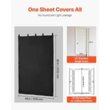 VEVOR Sound Dampening Blankets, Soundproof Curtains with 80 x 48 in, Soundproof Blanket with Grommets, Studio Grommeted Blanket, for Window, Door, Light Blocker, Music Recording, Black