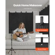 VEVOR Sound Dampening Blankets, Soundproof Curtains with 80 x 48 in, Soundproof Blanket with Grommets, Studio Grommeted Blanket, for Window, Door, Light Blocker, Music Recording, Black
