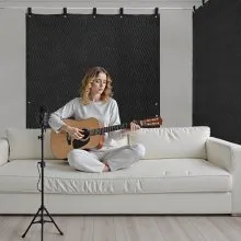 VEVOR Sound Dampening Blankets, Soundproof Curtains with 80 x 48 in, Soundproof Blanket with Grommets, Studio Grommeted Blanket, for Window, Door, Light Blocker, Music Recording, Black