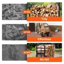 VEVOR Firewood Log Cart, 250 lbs Capacity, Outdoor and Indoor Wood Rack Storage Mover with PU Wheels & Waterproof Cloth, Heavy Duty Steel Dolly Hauler, Firewood Carrier for Fireplace, Fire Pit, Black