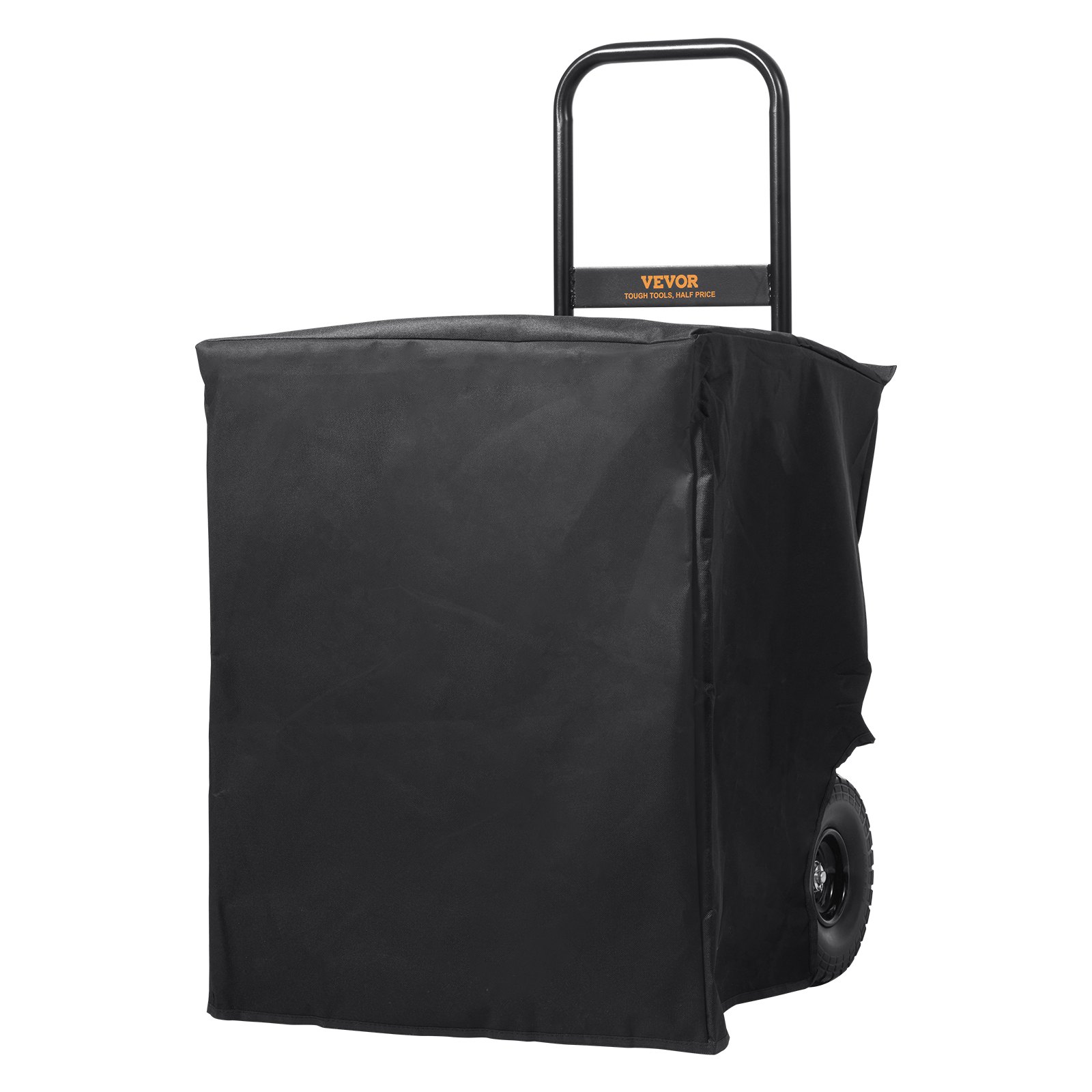 VEVOR firewood log cart with black cover and sturdy handlebars on wheels.