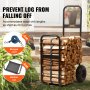 VEVOR Firewood Log Cart, 113 kg Load Capacity, Outdoor and Indoor Wood Rack Storage Mover with Pneumatic Rubber Wheels, Heavy Duty Steel Dolly Hauler, Firewood Carrier for Fireplace, Fire Pit, Black