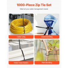 1000 Pack Cable Zip Ties 12-inch Cable Wire Ties & 50LBS High Tensile Strength