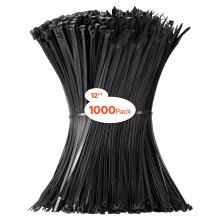 1000 Pack Cable Zip Ties 12-inch Cable Wire Ties & 50LBS High Tensile Strength