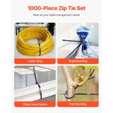 1000 Pack Cable Zip Ties 8-inch Cable Wire Ties & 45LBS High Tensile Strength