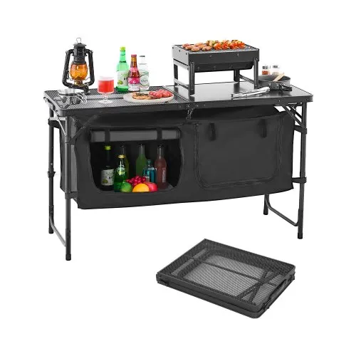 VEVOR Camping Kitchen Table, Folding Outdoor Cooking Table,