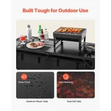 VEVOR Camping Kitchen Table Folding Portable Adjustable Cooking Station Storage