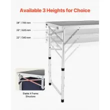 VEVOR Camping Kitchen Table Folding Portable Cook Station 3 Adjustable Heights