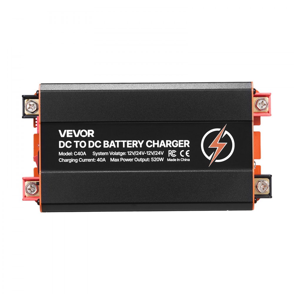 VEVOR DC to DC Battery Charger, 520W, 40A Alternator Charger, Fast DC-DC Charging for Portable Power Stations, Compatible with LiFePO4 Lead-Acid AGM GEL Batteries, for RVs, Cars, Home Backup Power