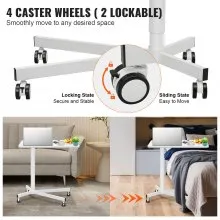 VEVOR Mobile Standing Desk, 28.5"-44.2" Gas-Spring Height Adjustable Sit-Stand Desk, 360° Swivel Wheels (2 Lockable) Portable Rolling Laptop Table Computer Cart for Home Office School, 44LBS Loading