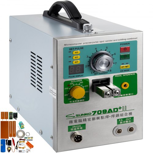 3 i 1 709ad + Pulspunktsvetsare 3,2kw Sunkko Pedal Batterianalysator + tillbehör