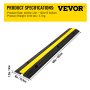 VEVOR Rampa protectora de cables, 4 paquetes de jorobas de velocidad de 1 canal, caucho resistente modular con capacidad de carga de 18000 libras, cable protector para tráfico en la entrada, negro