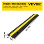 VEVOR Cable Protector Ramp, 4 Packs 1 Channel Speed Bump Hump, Heavy Duty Rubber Modular Rated 18000 LBS Load Capacity Protective Wire Cord Driveway Traffic, Black