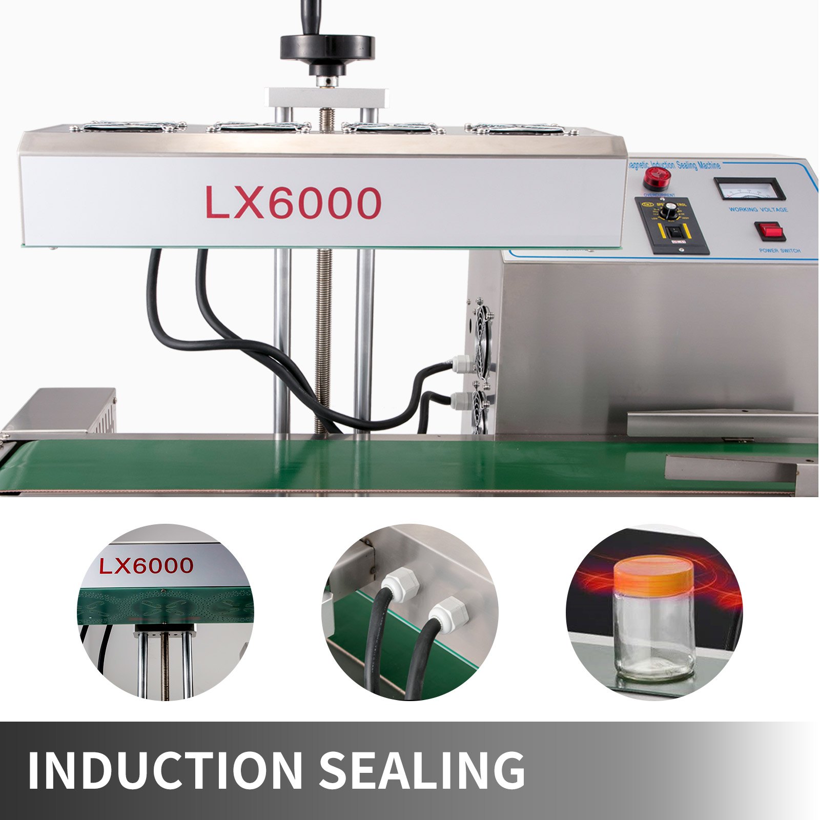VEVOR 20-80mm Continuous Induction Sealer Automatic Bottle Cap Sealing Machine