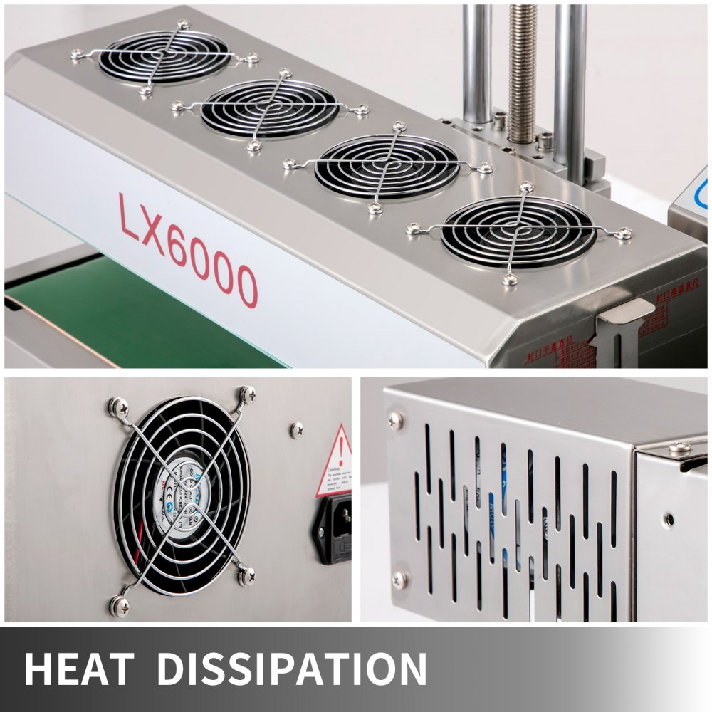 VEVOR LX-6000 Induction Bottle Sealer Cap Diameter 20-80mm Induction Sealing Machine Continuous Induction Sealer Heat Induction Sealing Machine for Height 80-300mm Bottles