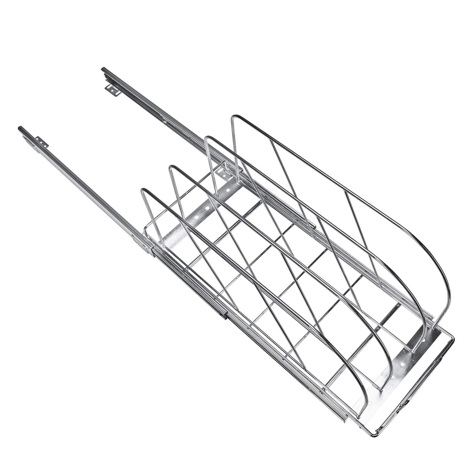 VEVOR Pan and Pot Rack, Expandable Pull Out Under Cabinet Organizer, Cookie Sheet Baking Pans tray Organization, Adjustable Wire Dividers, Steel Lid Holder for Kitchen Cabinet & Pantry Storage,