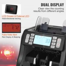 VEVOR Money Counter Machine, Bill Counter with UV, MG, IR and DD Counterfeit Detection, USD & EUR Cash Counting Machine with Add and Batch Modes, Large LCD & External Display