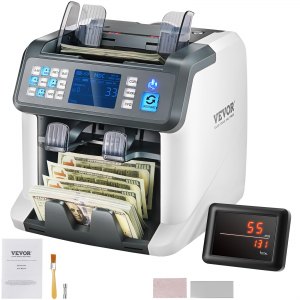 VEVOR Money Counter Machine, Bill Counter with Mixed Denomination, 2CIS, SN, UV, IR, MG, DD Counterfeit Detection, Multi Currency, Value Counting Cash Counter and Sorter, Printer Enabled | VEVOR US