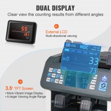 VEVOR Money Counter Machine, Bill Counter with Mixed Denomination, 2CIS, SN, UV, IR, MG, DD Counterfeit Detection, Multi Currency, Value Counting Cash Counter and Sorter, Printer Enabled