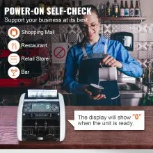 VEVOR Money Counter Machine, Bill Counter with UV, MG, IR and DD Counterfeit Detection, USD & EUR Cash Counting Machine with Large LCD & External Display for Small Business