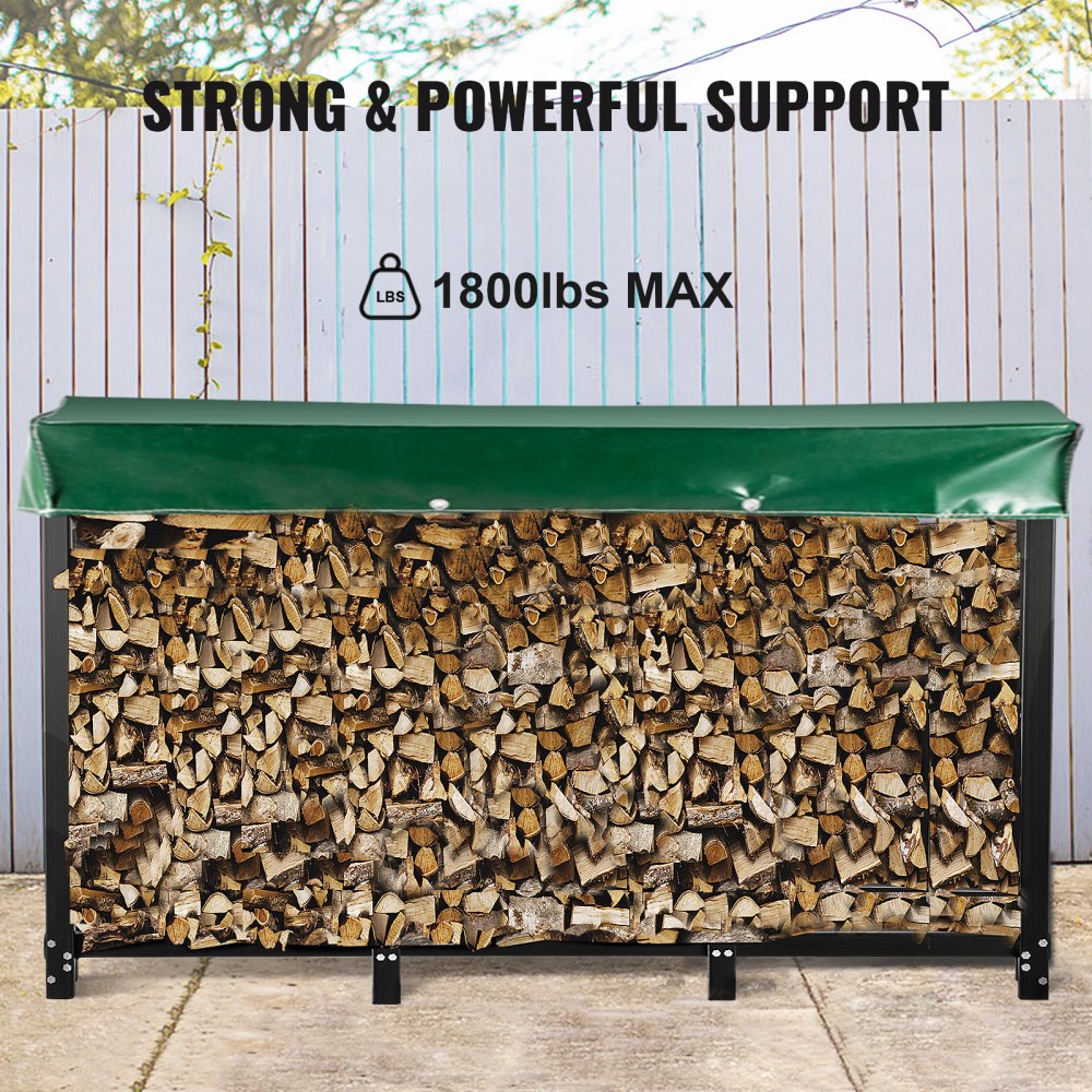 VEVOR Firewood Storage Rack Steel Fire Wood Holder 3.6m Steel Fireplace Shelter