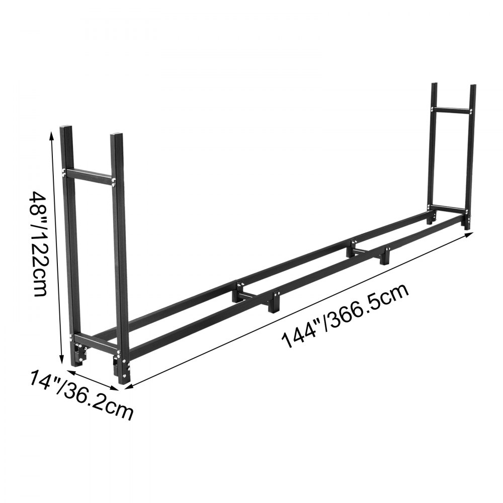 VEVOR Firewood Storage Rack Steel Fire Wood Holder 3.6m Steel Fireplace Shelter