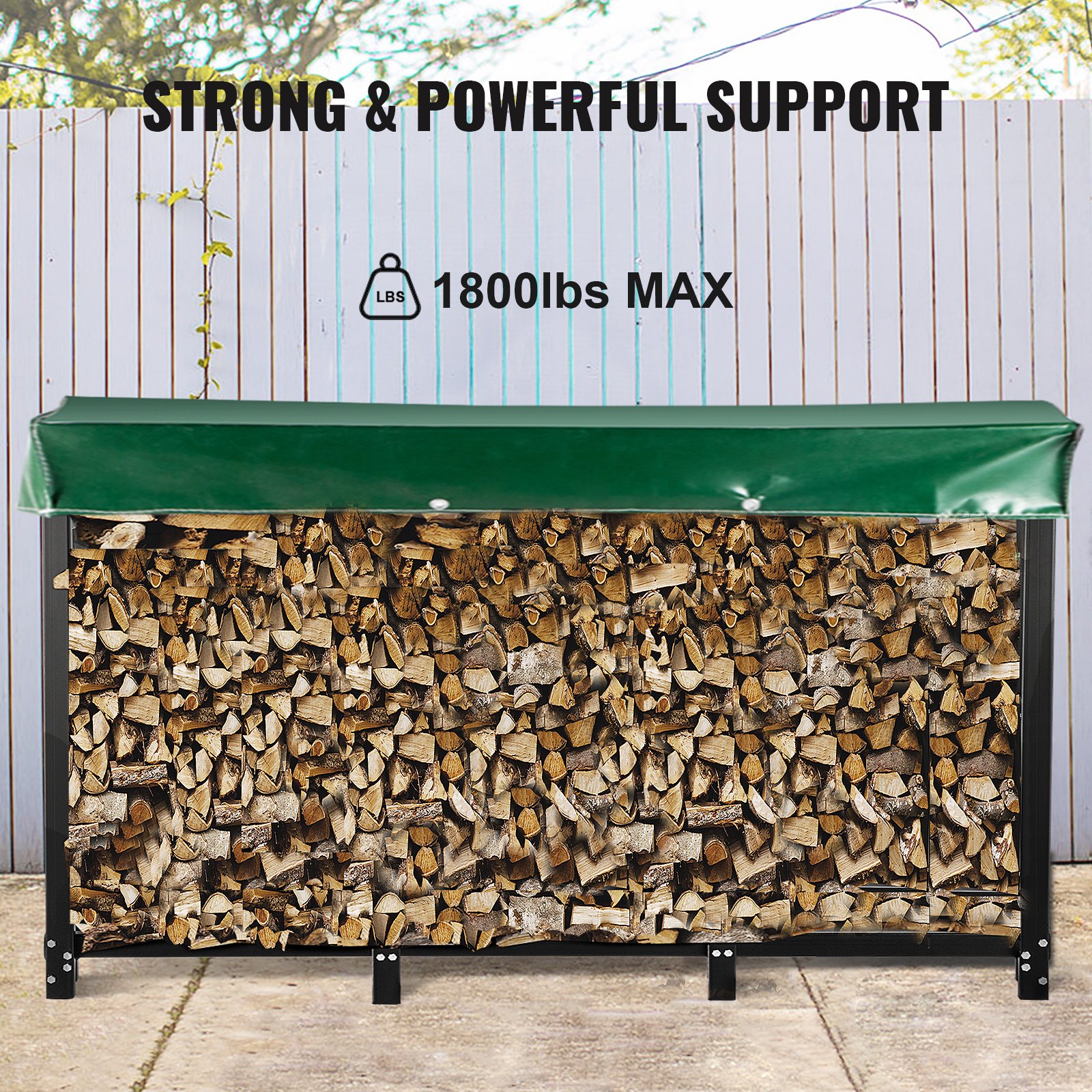 VEVOR Firewood Storage Rack Steel Fire Wood Holder 3.6m Steel Fireplace Shelter