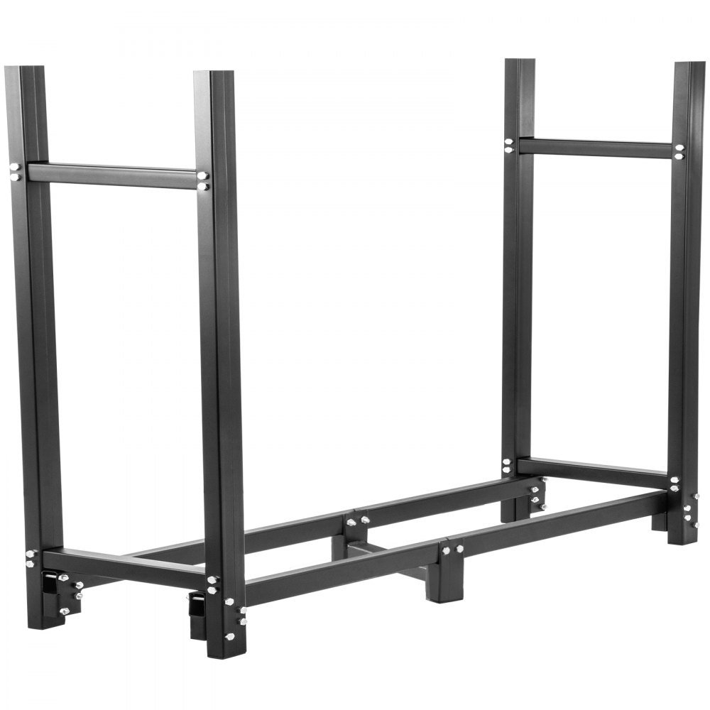 VEVOR Firewood Log Rack, 8ft Firewood Rack Outdoor, Black Firewood Rack Stand, Steel Outdoor Wood Rack, Firewood Log Holder with Load Capacity 1300lbs, Firewood Rack with Cover & Fireplace Tool Set