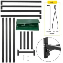 VEVOR Firewood Log Rack, 8ft Firewood Rack Outdoor, Black Firewood Rack stand, Steel Outdoor Wood Rack, Firewood Log Holder with Load Capacity 1300lbs, Firewood Rack with Cover & Fireplace Tool Set