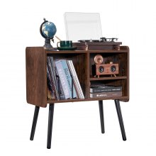 VEVOR Record Player Stand, Turntable Stand Holds Up to 110 Albums, Vintage Vinyl Record Cabinet with Removable Shelves, Record Player Table with Adjustable Height for Living Room, Bedroom, Brown