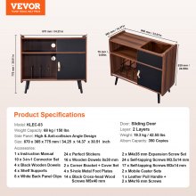 VEVOR Record Player Stand with Power Outlet, Turntable Stand Holds Up to 350 Albums, Record Player Table with Vintage Vinyl Record Storage for Living Room, Bedroom, Brown