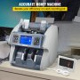 VEVOR pénzautomata, vegyes címletű pénzszámláló, 5 hamisítvány-észlelő számlaszámláló, 8 üzemmódú pénztárgép, 800/1000/1200/1500db/perc bankjegyszámláló gép külső kijelzővel betiltáshoz