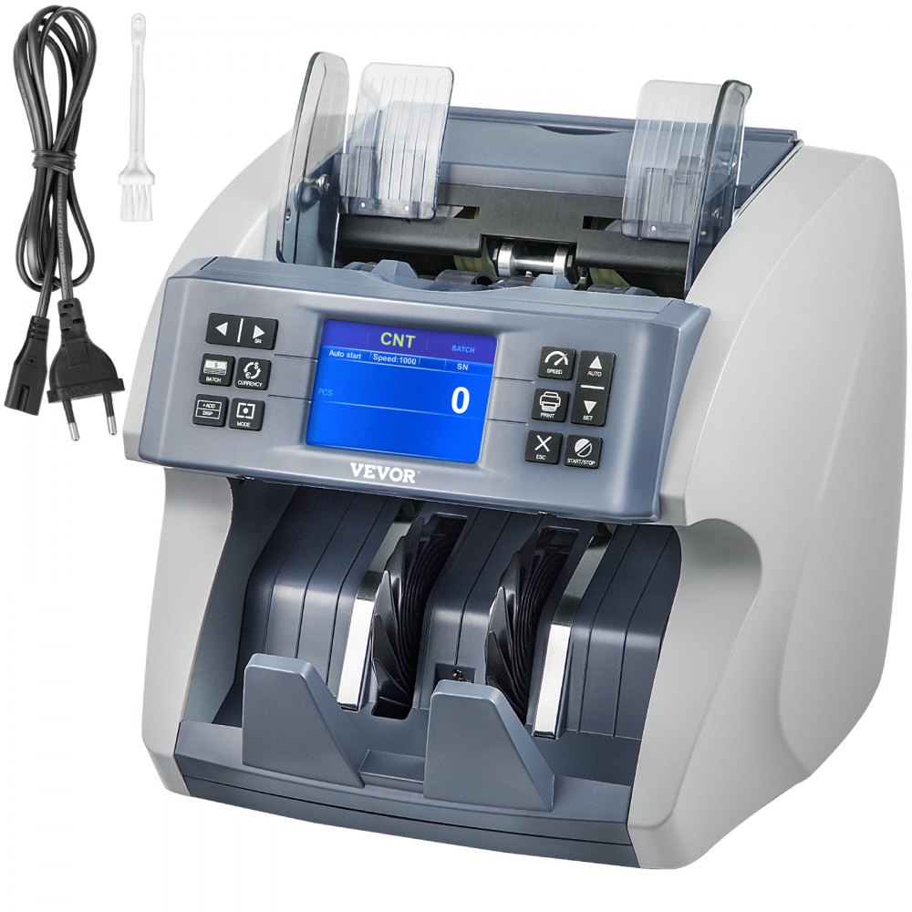 VEVOR Money Machine, Mixed Denominations Money Counter, 6 Counterfeit Detection Small Bill Counter, Multiple Working Modes Cash Machine, 800/1000/1200/1500pcs/min Note Counting Machine for Bank