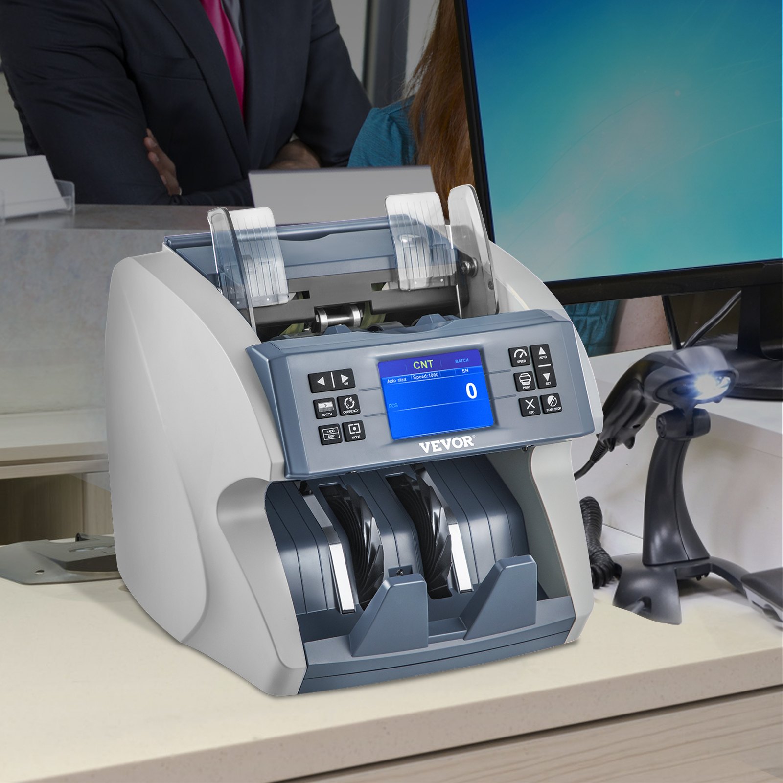 VEVOR Money Machine, Mixed Denominations Money Counter, 5 Counterfeit Detection Small Bill Counter, Multiple Working Modes Cash Machine, 800/1000/1200/1500pcs/min Note Counting Machine for Bank
