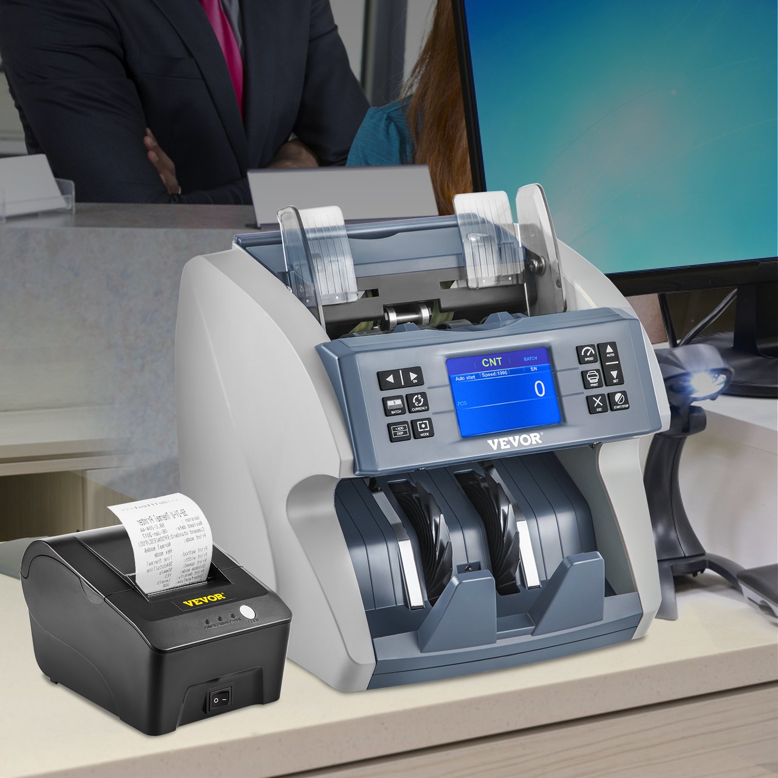 VEVOR Money Machine, Mixed Denominations Money Counter, 5 Counterfeit Detection Small Bill Counter, Multiple Working Modes Cash Machine, 800/1000/1200/1500pcs/min Note Counting Machine for Bank