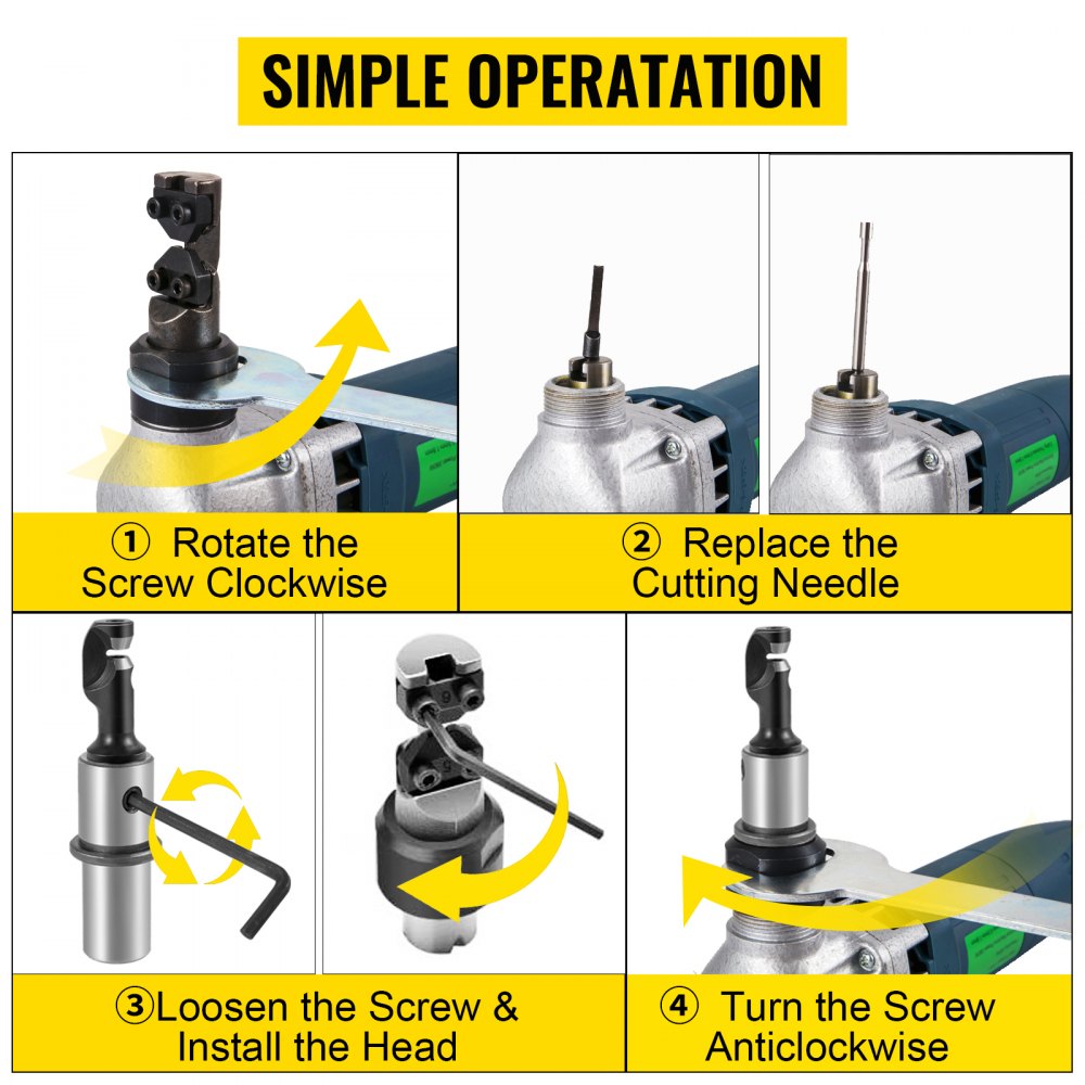 VEVOR Electric Sheet Metal Cutter, 380W Power, 1800RPM Rotor Speed, 0.07in/1.8mm Cutting Capacity, Includes Replacement Blades and Storage Case, Ideal for Stainless Steel, Aluminium, Plastic