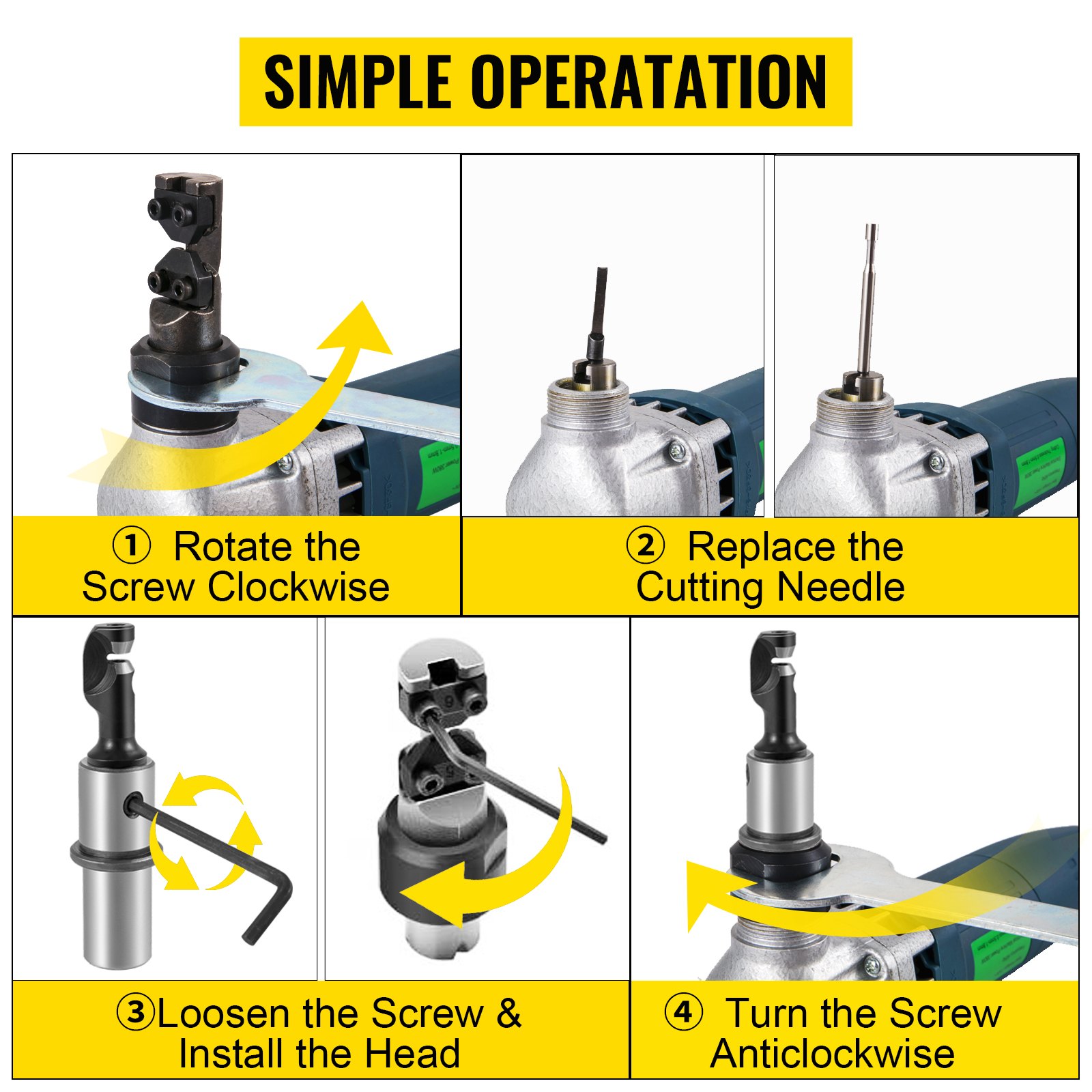 VEVOR Electric Sheet Metal Cutter, 380W Power, 1800RPM Rotor Speed, 0.07in/1.8mm Cutting Capacity, Includes Replacement Blades and Storage Case, Ideal for Stainless Steel, Aluminium, Plastic