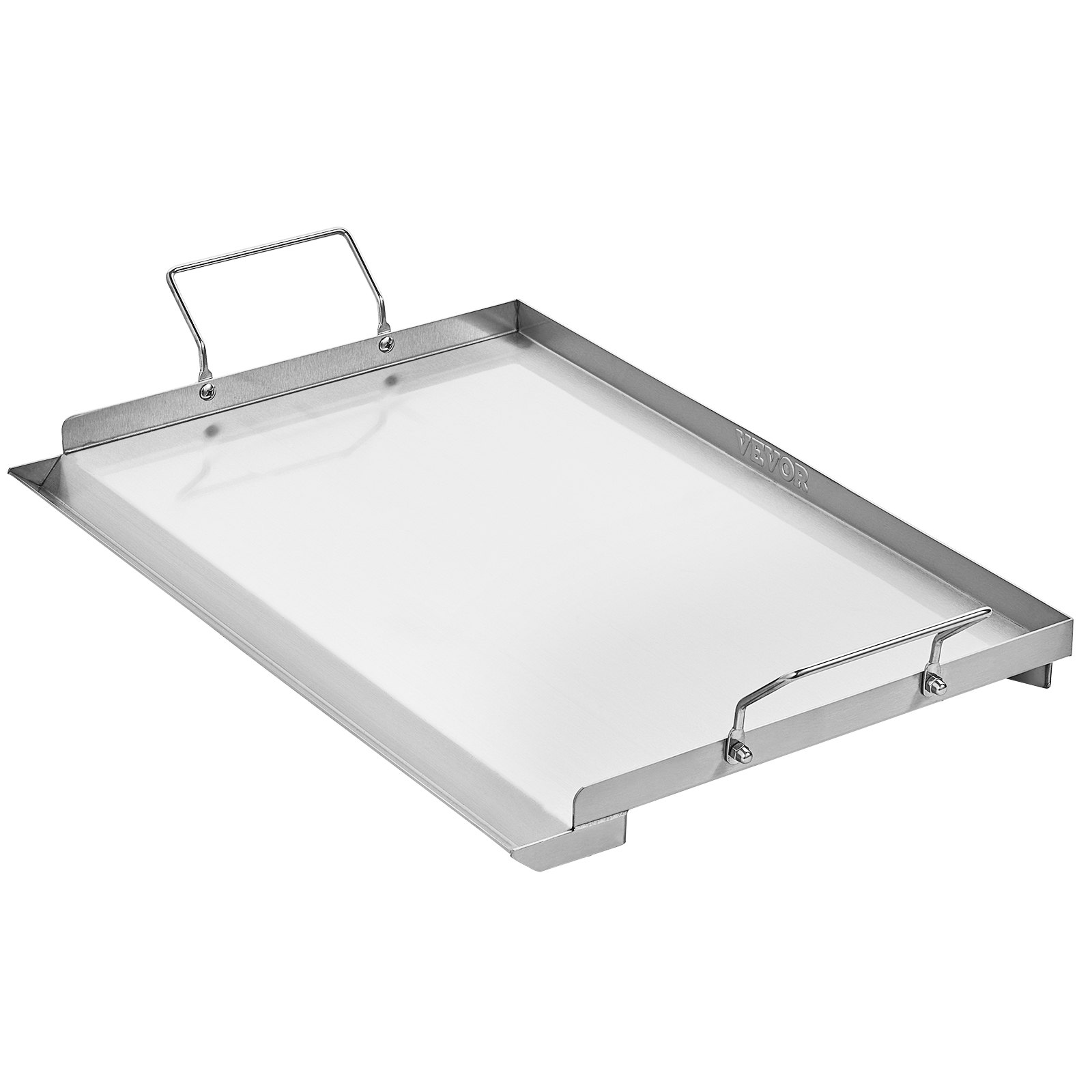 VEVOR Stainless Steel Griddle, 23x16 inch Universal Flat Top Rectangular Plate, Gas Grill Griddle for BBQ Grill, Teppanyaki, Portable Family Cookware with Handle, for Camping Tailgating Party