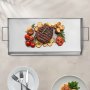 Plancha de acero inoxidable VEVOR, placa rectangular plana universal de 81 x 40 cm, parrilla de gas para barbacoa, teppanyaki, utensilios de cocina familiares portátiles con asa, para camping, fiestas
