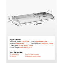32x16 in Flat Top Griddle Stainless Steel Universal BBQ Grill Pan Cookware
