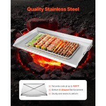 36x22 in Flat Top Griddle Stainless Steel Universal BBQ Grill Pan Cookware