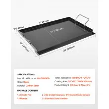 24x16 in Flat Top Griddle Carbon Steel Universal BBQ Grill Pan Cookware