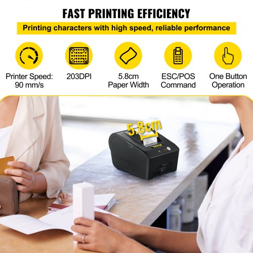 SHUAIGUO 58mm Desktop Printer, POS Printer, Direct Thermal Printing