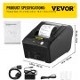 VEVOR Printer Receipt, 58mm Thermal Printer, USB Port Printer, ESC/POS Command Thermal Receipt Printer, Portable for Bank, Supermarket, Office, Restaurant Support Win 2003/XP/7/8/10 & Cashbox Driver