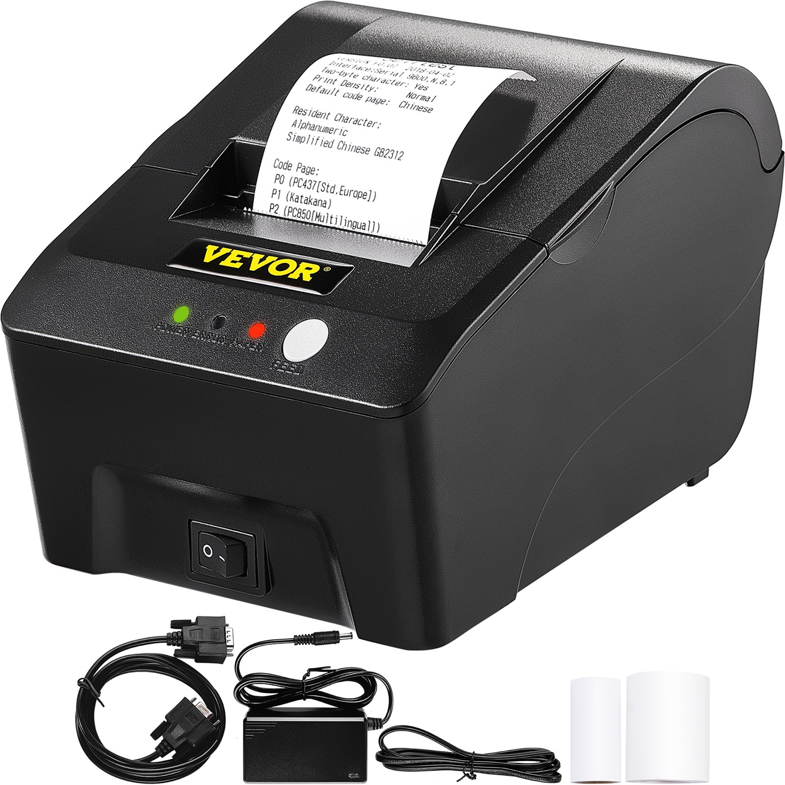 VEVOR Printer Receipt, 58mm Thermal Printer, ESC/POS Command Thermal Receipt Printer, Portable for Bank, Supermarket, Office, Restaurant Support Win 2003/XP/7/8/10 & Cashbox Driver