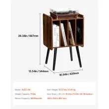 VEVOR Record Player Stand, 2 Tiers Turntable Stand with 4 Cabinets, Holds up to 100 Albums, Wooden Vinyl Record Storage Cabinet with Display Shelf for Bedroom, Living Room, Brown
